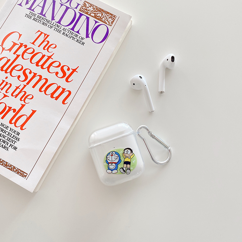 Dễ Thương Vỏ Bảo Vệ Hộp Sạc Tai Nghe Airpods 1 2 Pro Bằng Tpu Mềm Trong Suốt Hình Doraemon