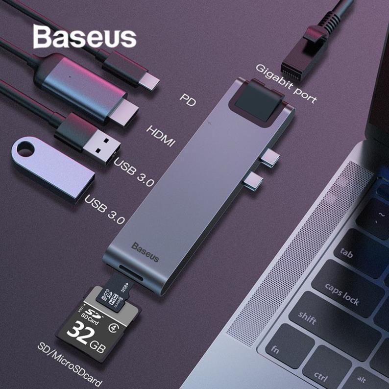 HUB sạc nhanh thông minh 7 in 1 chính hãng Baseus Thunderbolt Dual Type-C đa chức năng dành cho Macbook Pro