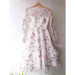 [Cao Cấp] Váy/Đầm Xòe Dự Tiệc, Chất Voan Thêu Hoa Cao Cấp Vô Cùng Sang Chảnh