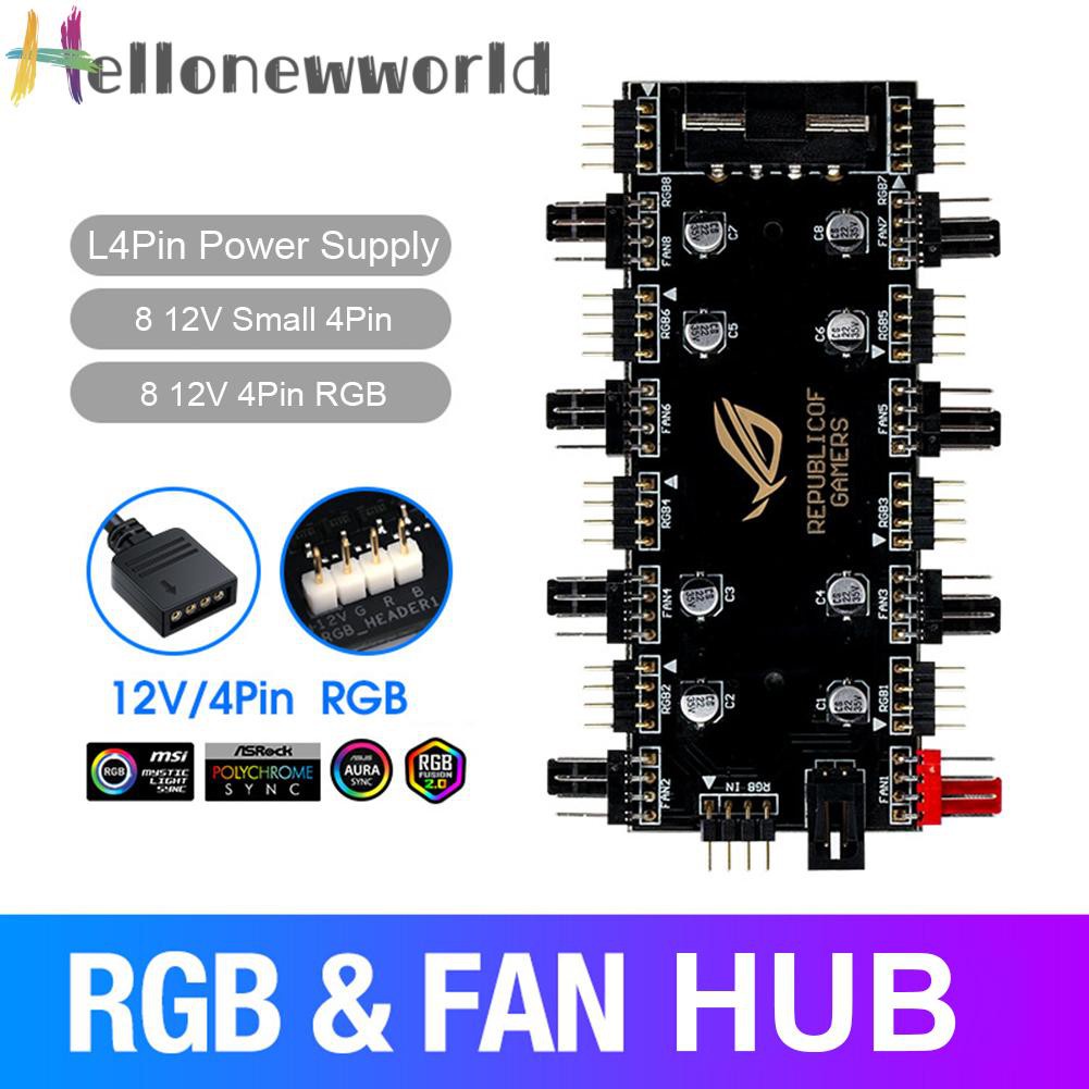 Bộ Chia 1 Thành 8 Cổng Rgb Pwm Hub 12v / 4 Pin Dành Cho Bo Mạch Chủ