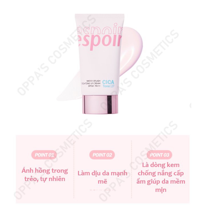 Kem chống nắng nâng tone ESPOIR WATER SPLASH CICA TONE UP CREAM SPF50+ PA+++