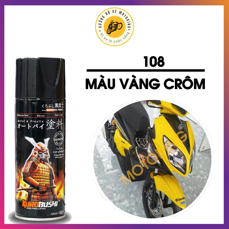 Sơn Samurai màu vàng Crôm 108 chai sơn xịt chuyên dụng dành cho sơn xe máy