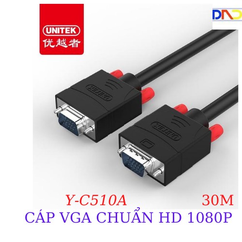 Cáp VGA Unitek Y-C 510A dài 30m-Cáp VGA chuẩn HD cho màn hình LCD, Chính Hãng 100%, Bảo Hành 18 Tháng 1 Đổi 1