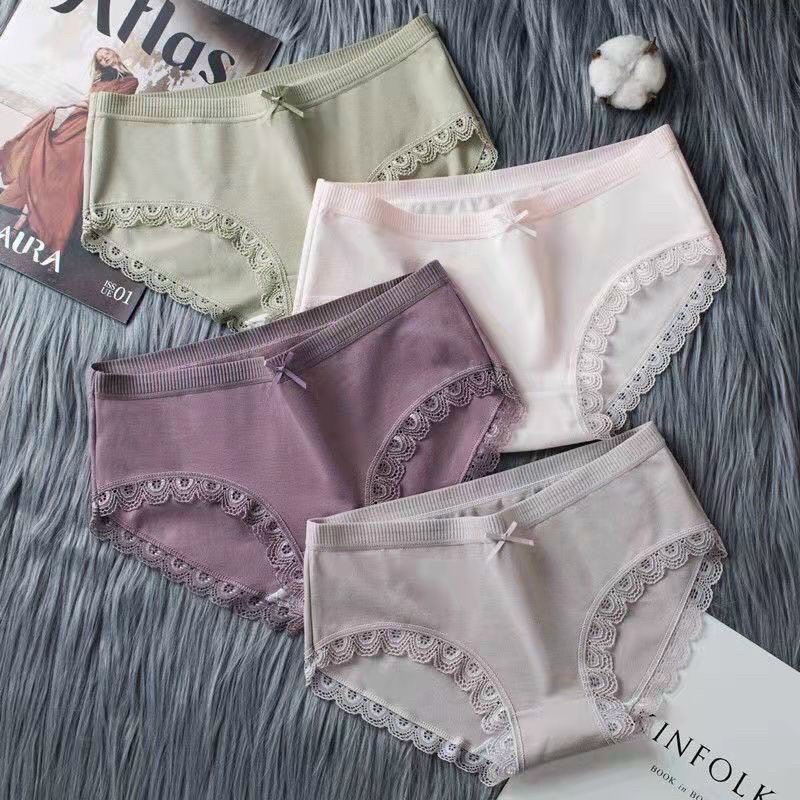 QUẦN LÓT COTTON TRƠN VIỀN REN MẪU MỚI