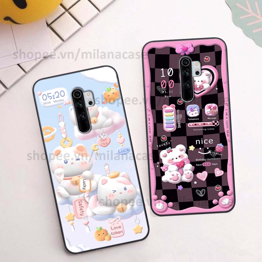 Ốp Xiaomi Redmi Note 8 / Note 8 Pro hình đồng hồ icon gấu mèo cute cực dễ thương ngộ nghĩnh