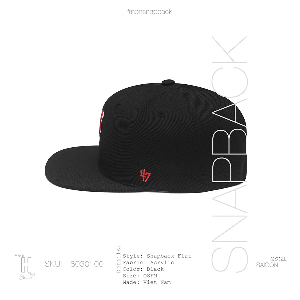 Nón Snapback Mets Đen Logo Đỏ