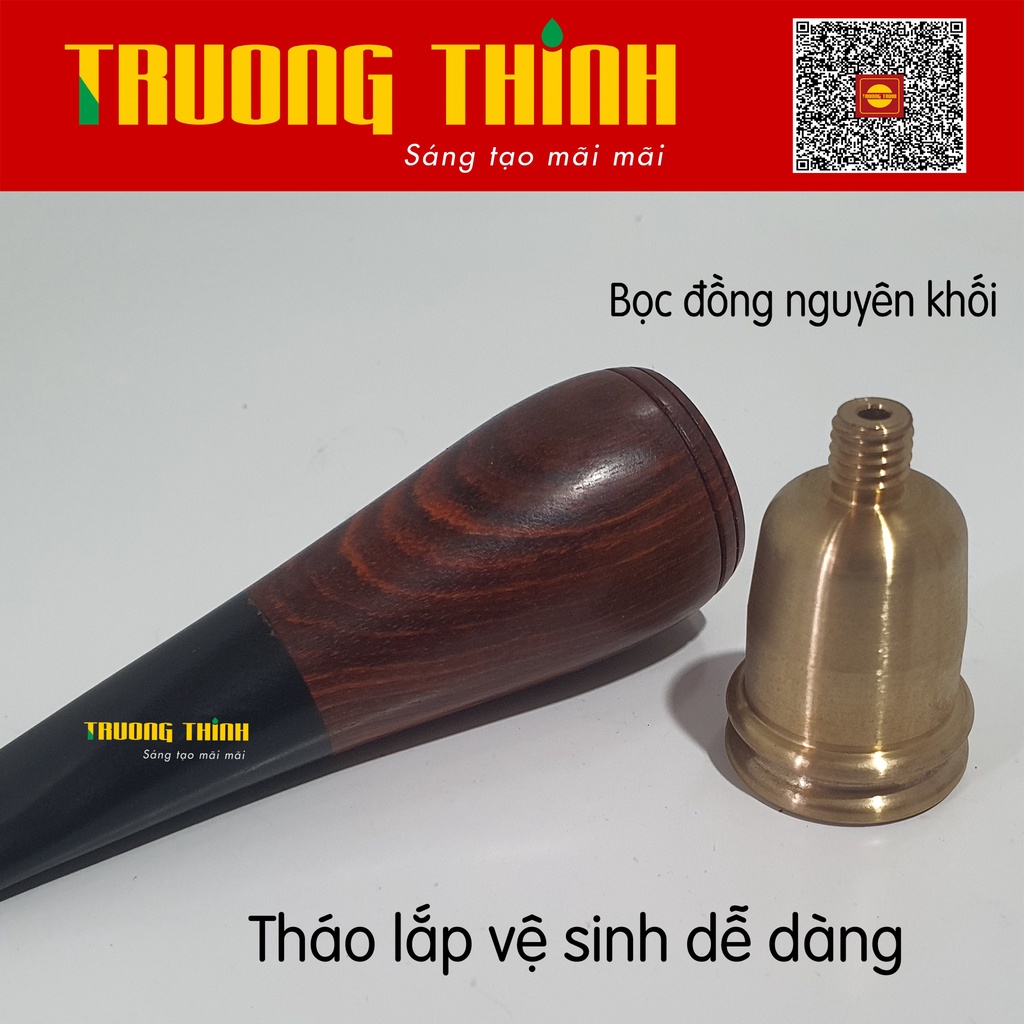 Bắt Tóp Cohiba Xì Gà Gỗ Trắc Trơn Cao Cấp Thẳng Bọc Đồng Nguyên Khối - Dùng Được 4 Vòng Zing