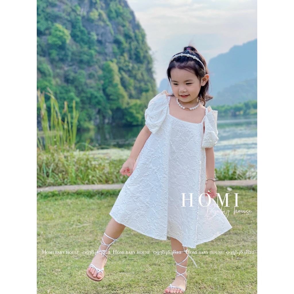 Váy bé gái HOMI BABY HOUSE đầm công chúa Fiona màu trắng/xanh/hồng cho bé dự tiệc dạo phố