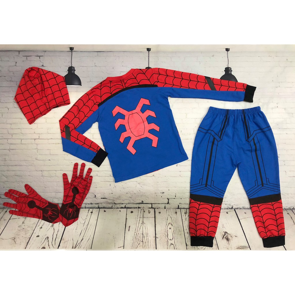 Quần áo người nhện [FREE SHIP] Spiderman dài tay kèm tặng bao tay và mặt nạ