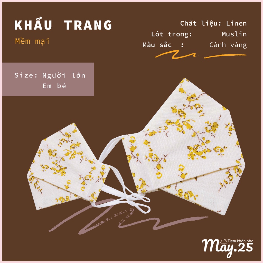 Khẩu trang vải 3D chống bụi họa tiết, trơn