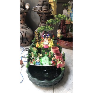 Thác nước để bàn Mẹ Quan Âm ngồi, non bộ, bonsai, thuỷ sinh bán cạn, trồng cây