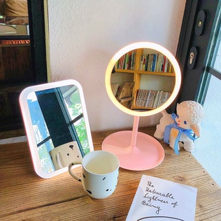 Gương để bàn đèn có LED hình chữ nhật cảm ứng với 3 chế độ sáng - Gấu Xám House