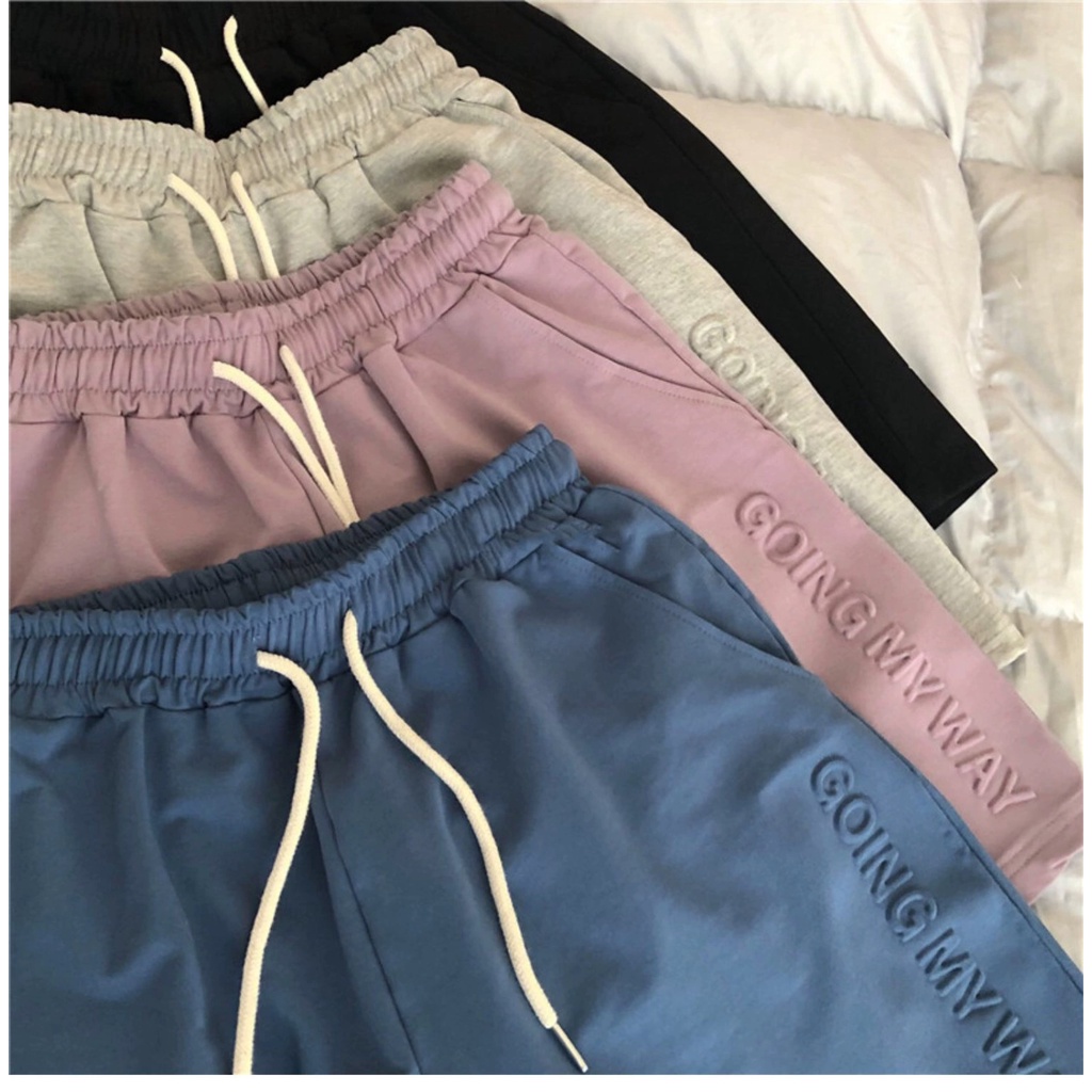 Quần Short unisex nam nữ Chữ Nổi chất cotton cao cấp, phong cách thể thao, mặc thoáng mát, co dãn 4 chiều