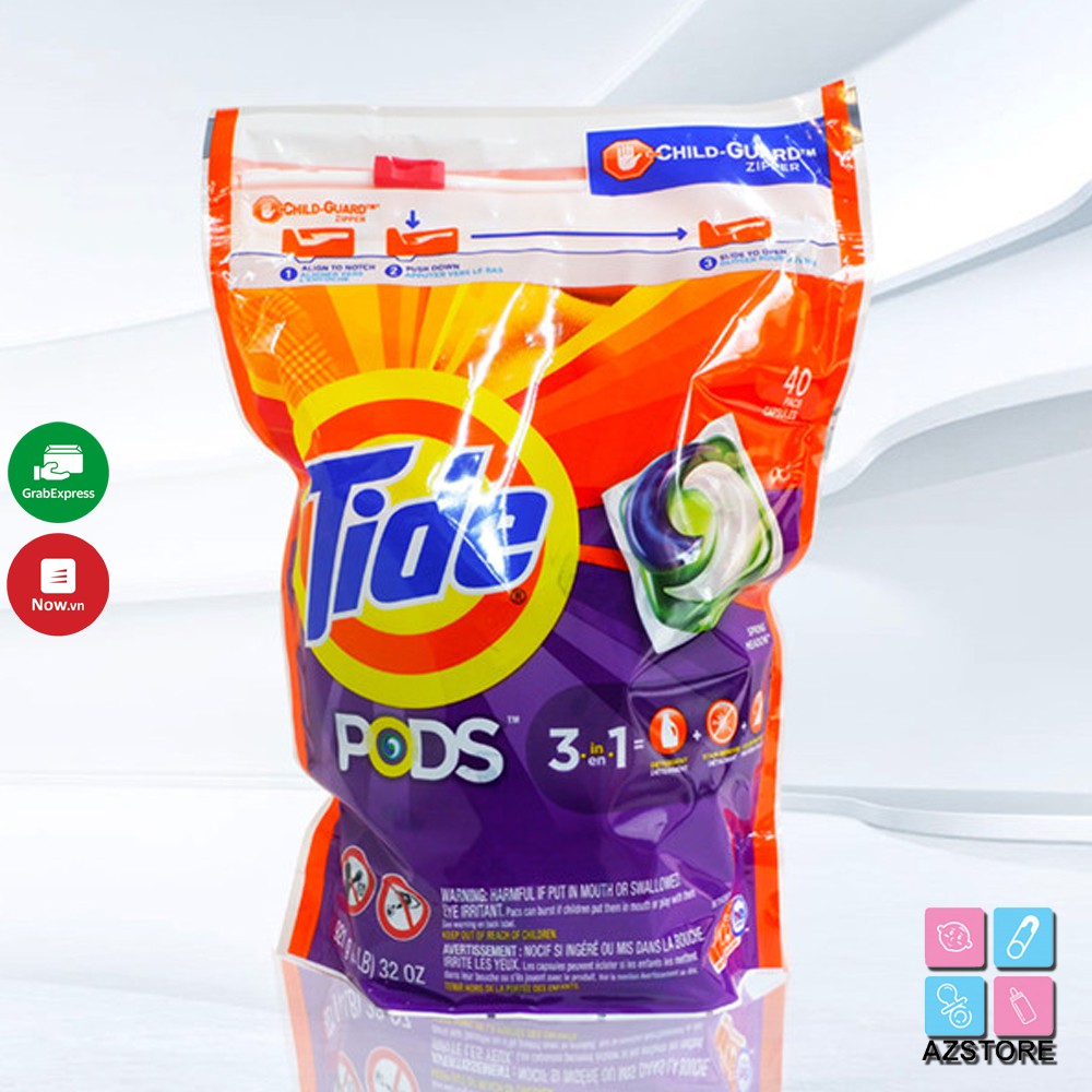 Viên giặt Tide pods 3 in 1 của Mỹ (bịch 42 viên)