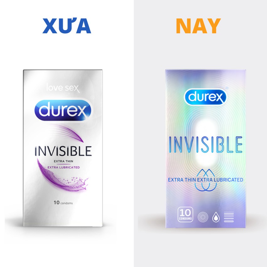 Bao cao su mỏng Durex Invisible Extra Lubricated hộp bao cao su 10 bao siêu mỏng chính hãng Satify