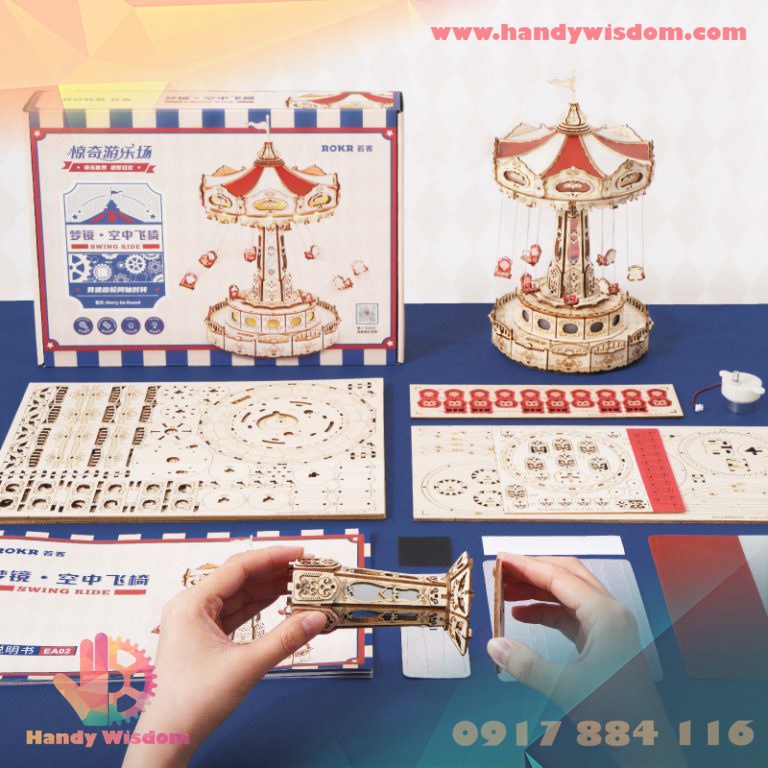 Mô hình hộp nhạc gỗ - đu quay - Robotime Swing Ride EA02