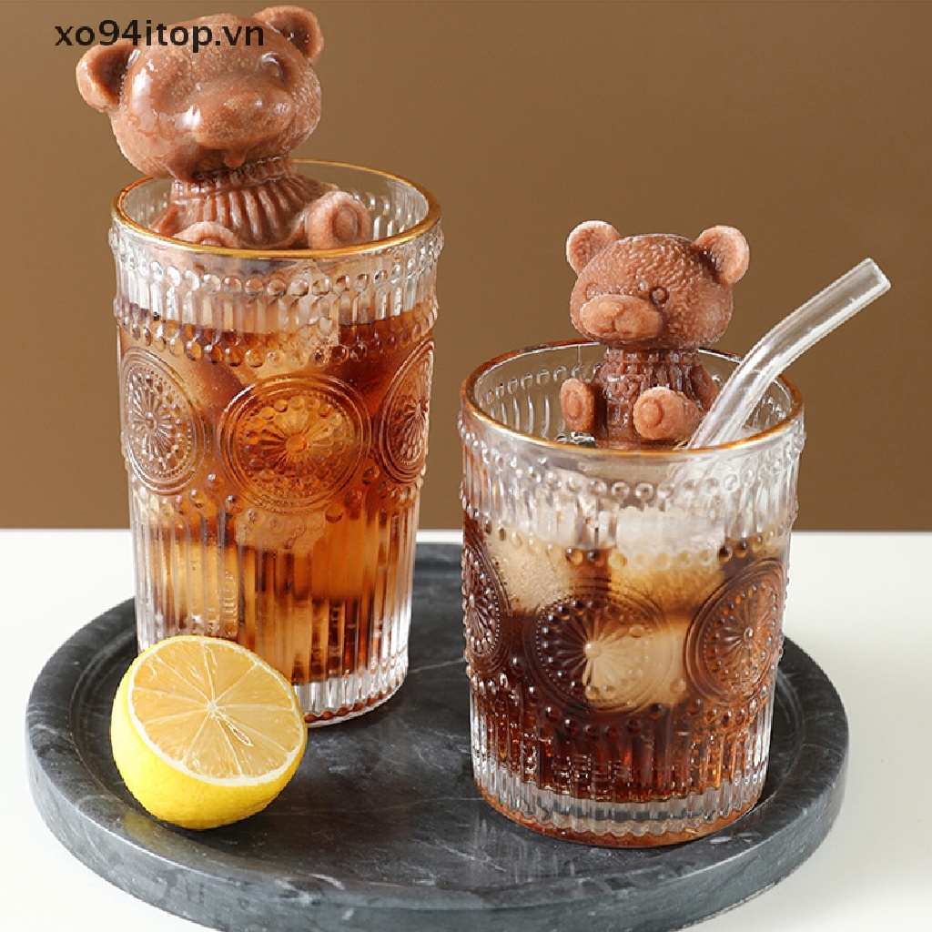 Xoitop Khuôn Silicon Làm Nến Thạch Cao Hình Gấu Ngồi Vị Trí Có Hương Hoa Hồng