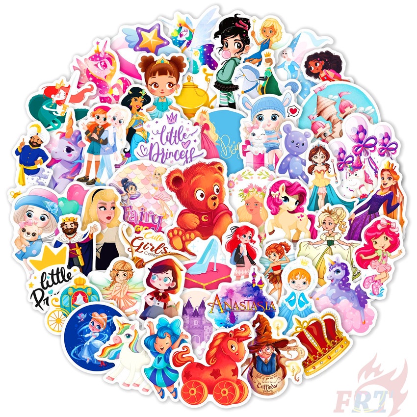 Bộ 100 Cái/Bộ ❉ Miếng Dán Trang Trí Hình Công Chúa Xinh Xắn ❉ Sticker Dán Tường Chống Thấm Nước Thời Trang