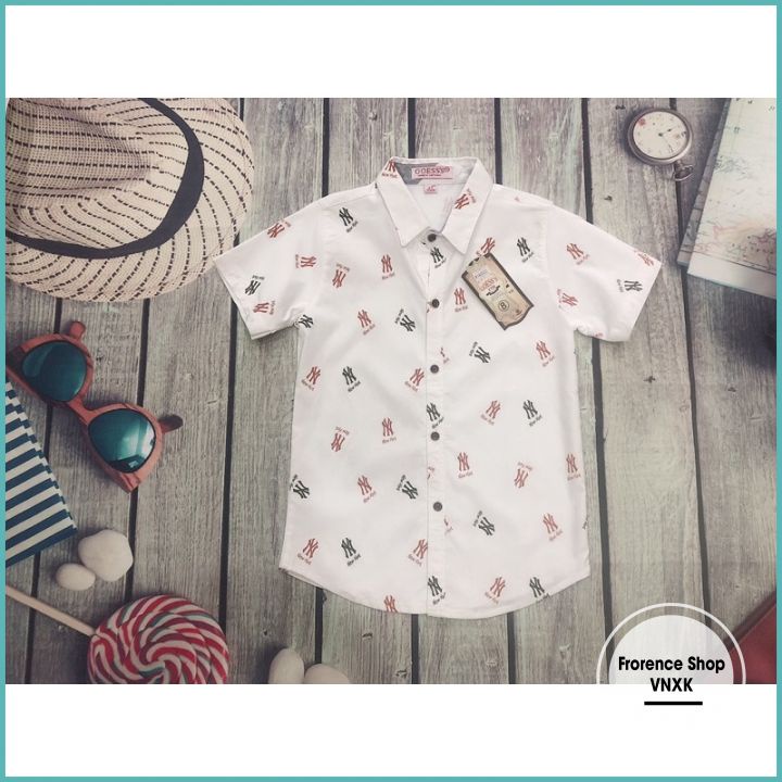 Áo somi bé trai  tay ngắn từ 2 - 6 tuổi áo sơ mi trẻ em chất liệu kate thun co giãn size từ 12-22 kg