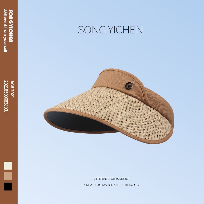 Mũ cói vành rộng hở chóp chống tia uv thời trang mùa hè cho nữ