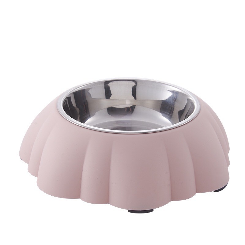 Bát ăn cho chó mèo có đế cao su chống trơn trượt, lòng trong bằng inox có thể tháo rời và làm sạch dễ dàng - có 2 màu