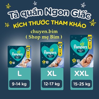 Tã quần ngon giấc pamper size l30, xl26, xxl22
