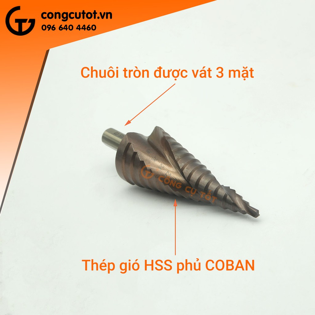 Mũi khoan bước xoắn thép gió M35 chuôi tròn vát phủ Coban