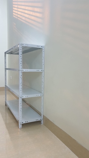 Kệ sắt v lỗ 4 tầng dài 120cm rộng 30cm cao 150cm màu TRẮNG - GHI