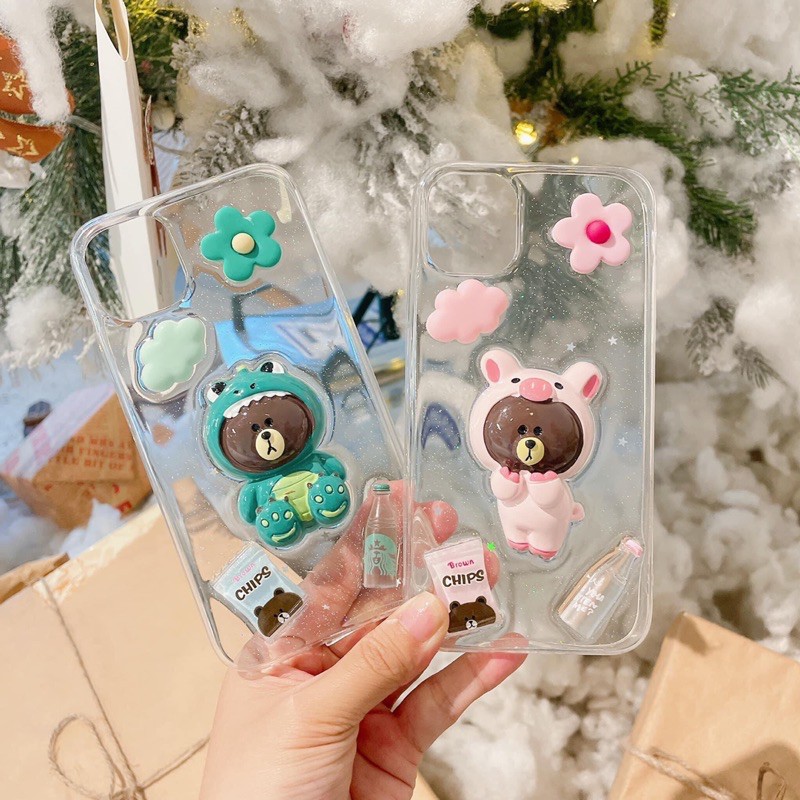 ốp lưng iphone hoạ tiết gấu brown nổi 3d kute | BigBuy360 - bigbuy360.vn
