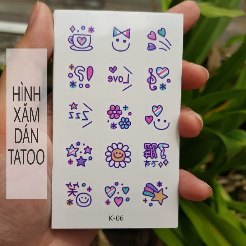 Hình xăm mini cartoon k06. Xăm dán tatoo mini tạm thời, size &lt;10x6cm