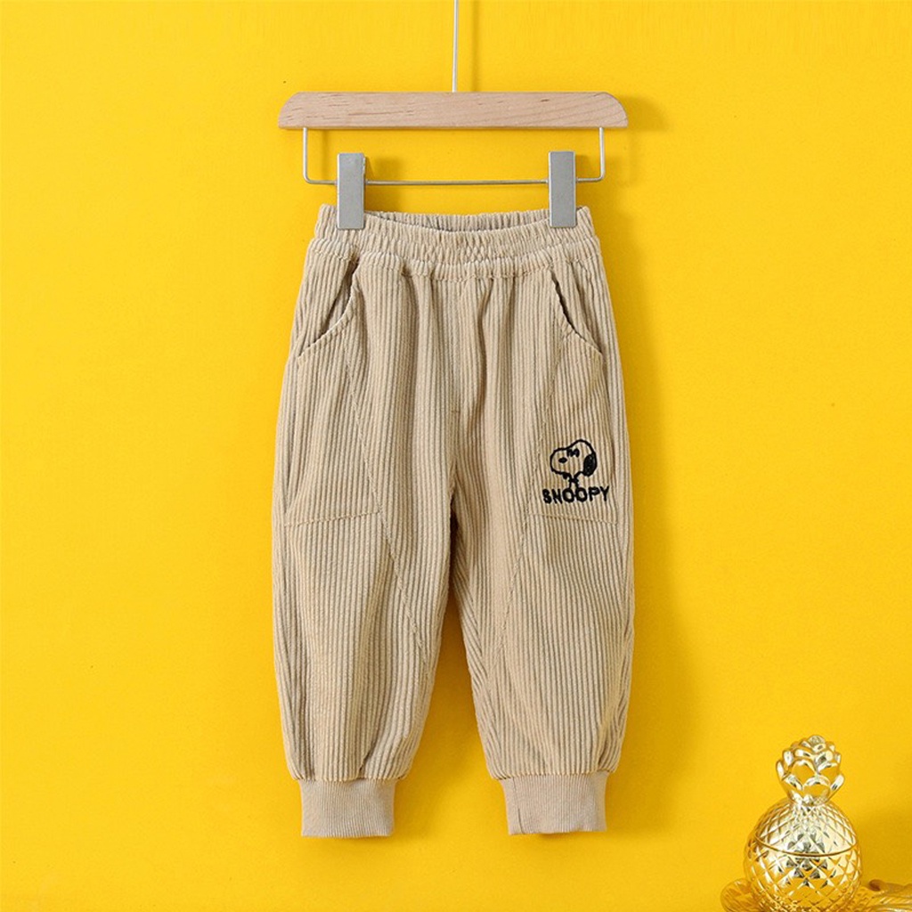 Quần Nỉ Thêu Chú Chó Snopy , Quần Dài Chất Nhung Tăm Cho Bé Cao Cấp Cho Bé Trai Và Bé Gái - LILA KIDS