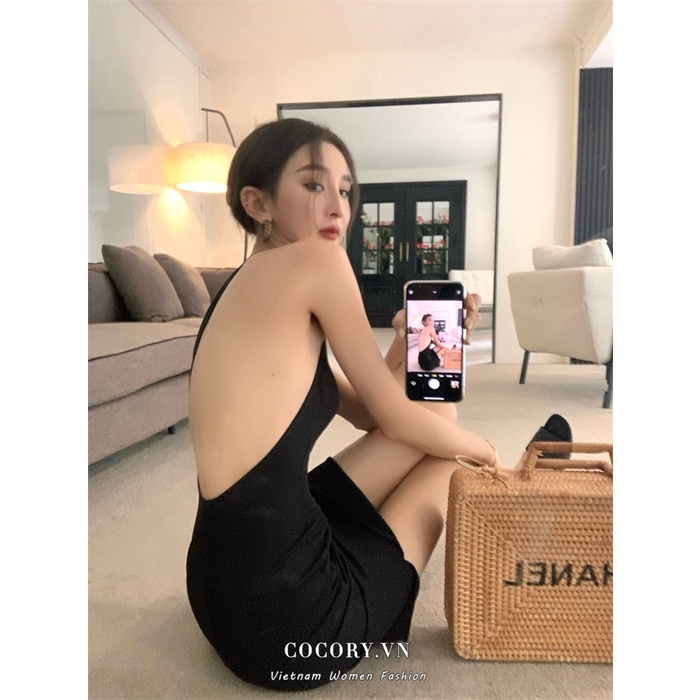 Cocory vn Đầm Dáng Dài Hở Lưng Xẻ Tà Ôm Dáng Thời Trang Gợi Cảm Cho Nữ