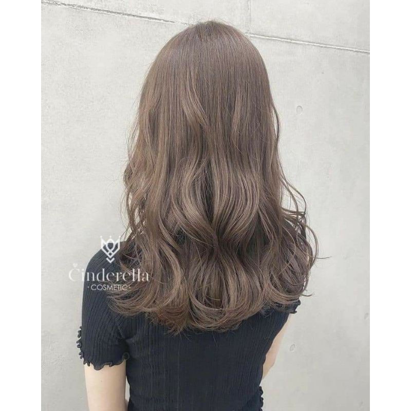 Combo nhuộm màu nâu sữa kèm oxi trợ dưỡng và găng tay nên từ nền 7-8