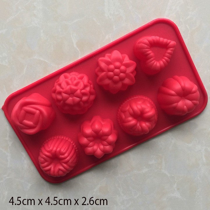 HCM - Khuôn silicon đổ rau câu, bánh bông lan, xà bông rửa tay mini 8 mẫu hình hoa tim