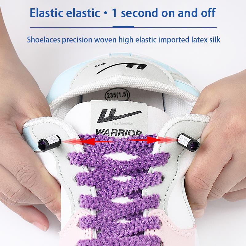 Dây Giày Sneaker Không Cần Buộc Bằng Vải Lông Co Giãn Phối Dây Buộc Nhanh Dành Cho Trẻ Em Người Lớn