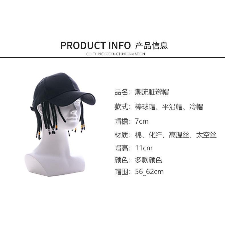 Mũ Lưỡi Vịt Đính Tóc Giả Phong Cách Hip-Hop Dành Cho Nam Nữ