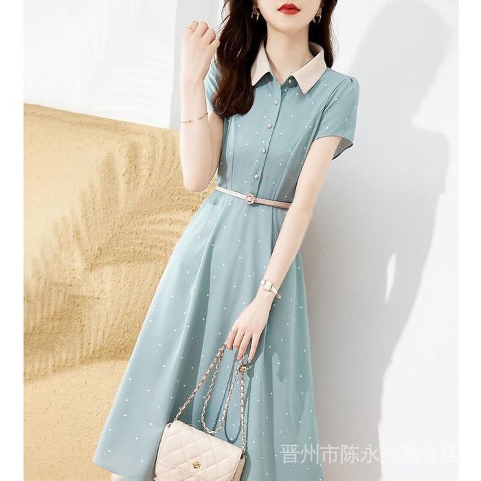 set đồ nữ váy chân váy váy nữ váy đi biển đầm dự tiệc chân váy dài váy trắng váy hoa nhí dáng xòe chữ a ao chống nắng toàn thân đầm hoa nhí cổ vuông tay bồng bộ đũi bèo tiểu thư do lot ren sexy Đầm Chiffon Chữ A Tay Ngắn Dáng Ôm Họa Tiết Chấm Bi Đơn Giản