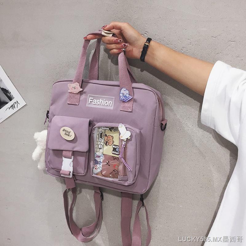 Ba lô canvas sức chứa lớn in họa tiết dễ thương phong cách Harajuku Nhật Bản cho nữ