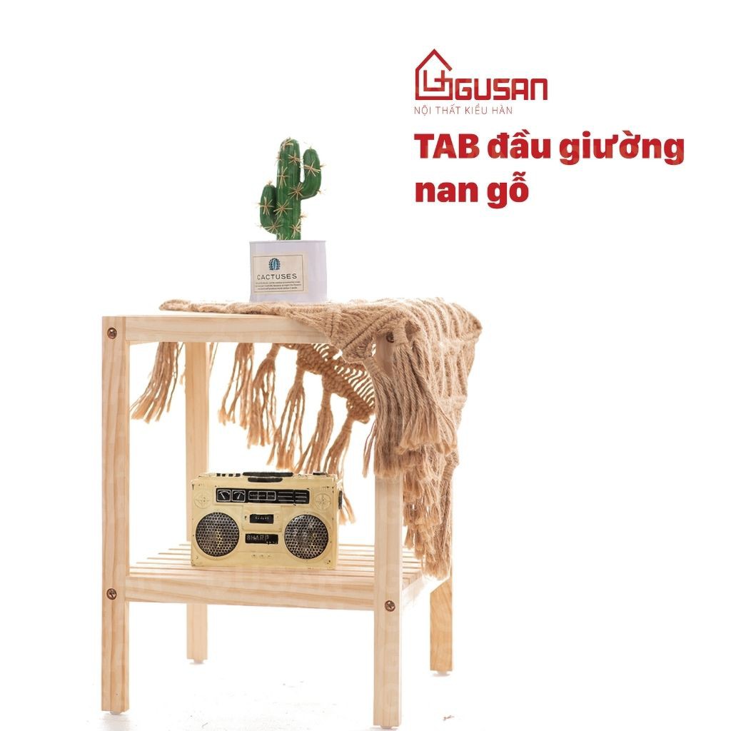 Tab đầu giường bằng gỗ đa năng 2 tầng, có sơn NC, kệ để đèn ngủ mini giá rẻ, có thể dùng làm kệ để đồ nhà bếp