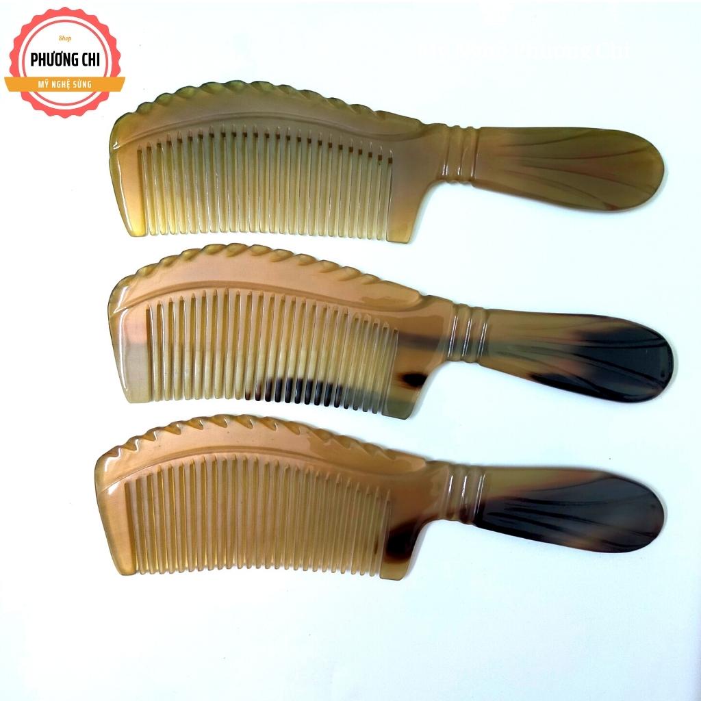 Lược sừng trâu khía trắng nưa đẹp dài 20cm, lược chải tóc gỡ rối massage đầu | Mỹ nghệ phương chi