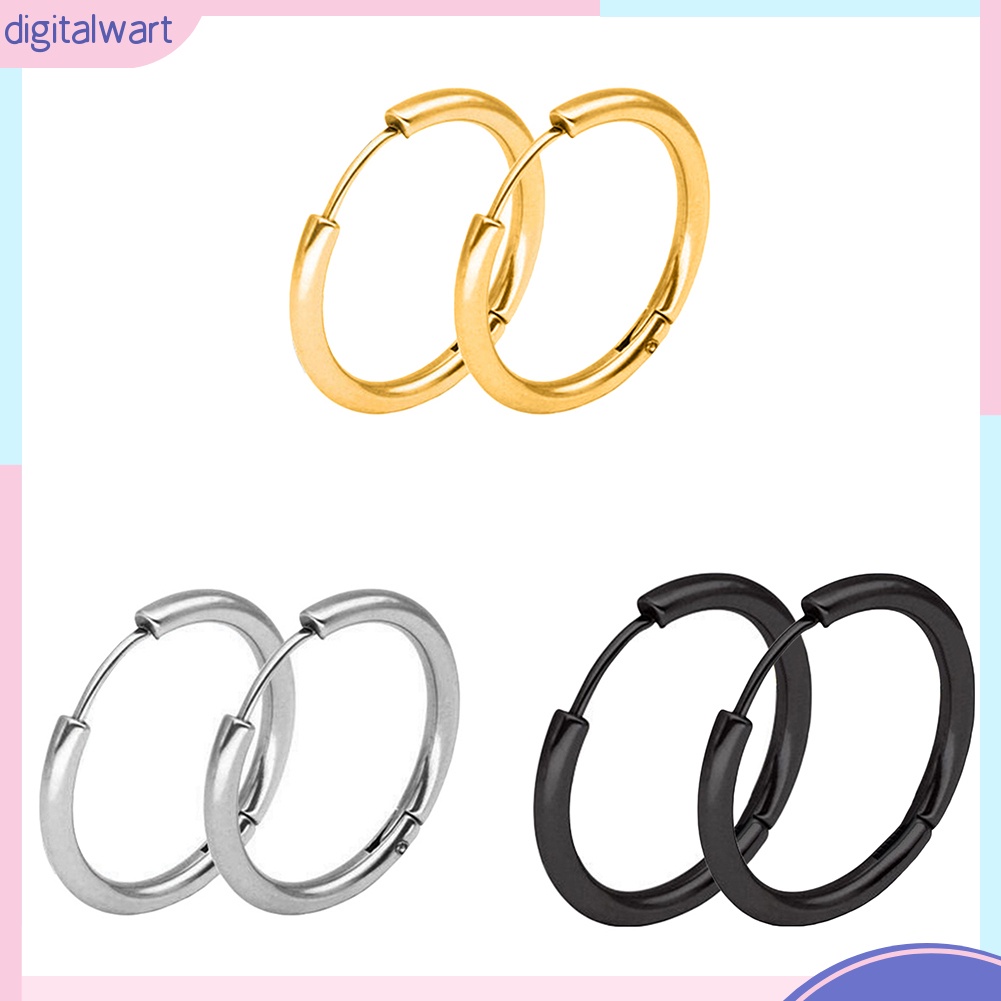 Cặp khuyên tai tròn thép không gỉ đơn giản cá tính dành cho nam và nữ