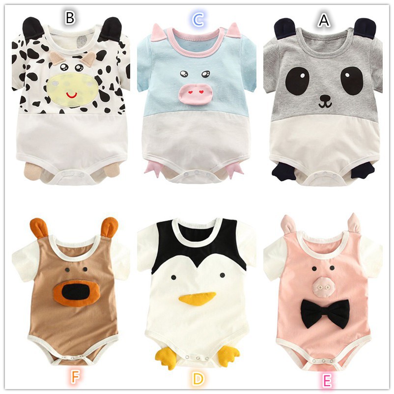 Áo liền quần ngắn tay họa tiết dễ thương cho bé