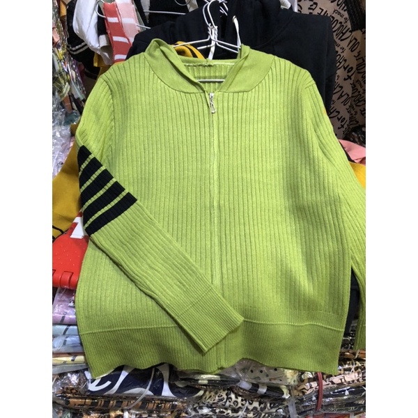 Áo khoác thun len sọc gân hàng QC dày dặn