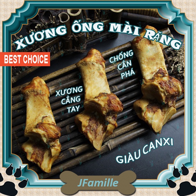 Snack Chống Cắn Phá JFamille, Xương Ống Mài Răng, Loại Bỏ Mảng Bám, Bổ Sung Canxi, Collagen, Vitamin và Khoáng Chất.