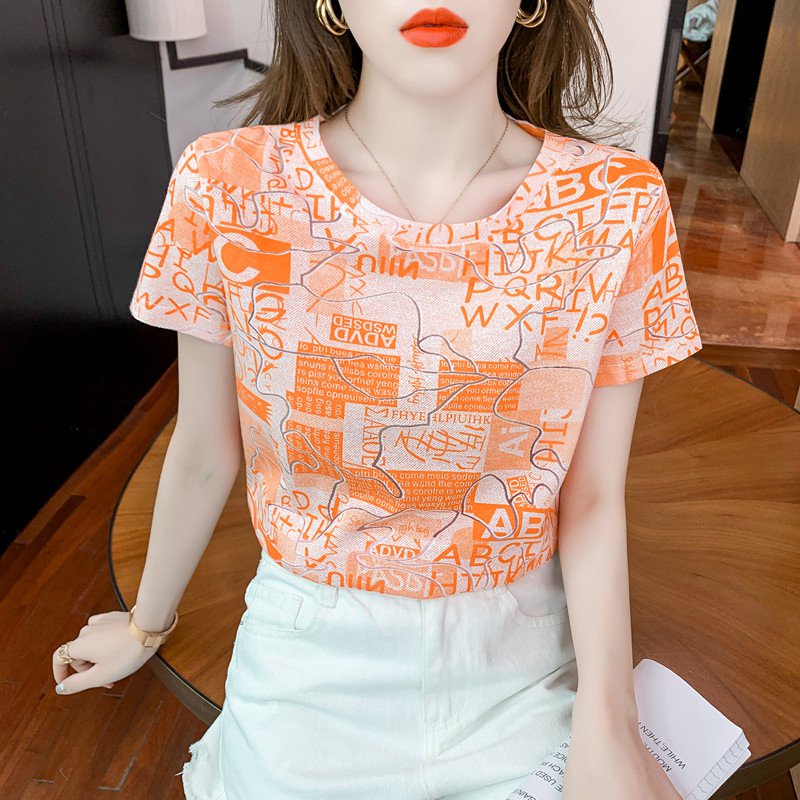 Áo Thun Tay Ngắn In Chữ Màu Kẹo Thời Trang Mùa Hè Cho Nữ