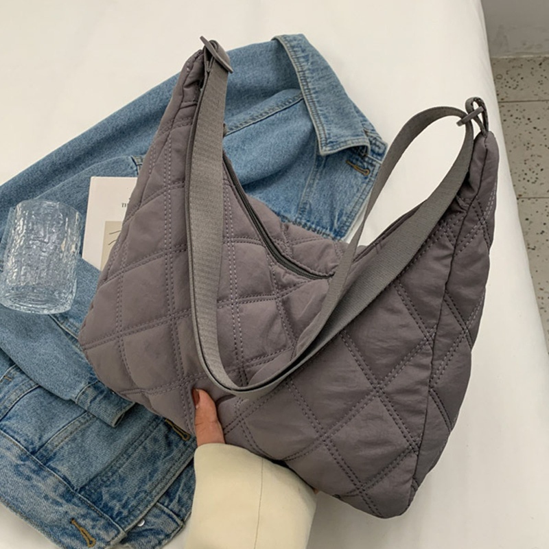 Túi Xách Nylon Đeo Vai Họa Tiết Lưới Kim Cương Thời Trang Cho Nữ