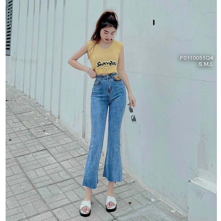 Quần jean dài ống loe lưng cao tôn dáng hàng đẹp!