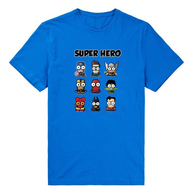 Men T Shirt Comic Super Hero T Shirt Superman Batman Captain America the Flash Movie Men T-Shirts Blue