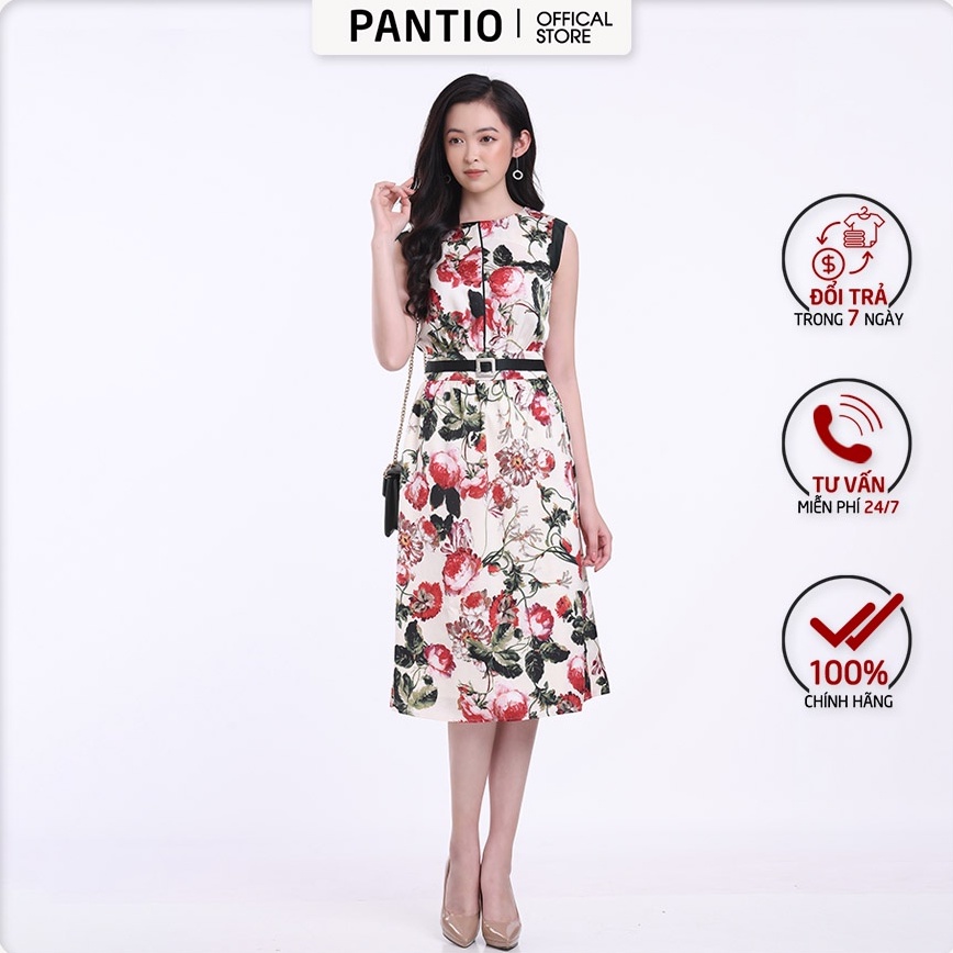 Đầm dạo phố chất liệu cotton họa tiết hoa văn độc đáo FDP32490 - PANTIO