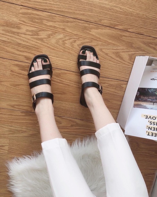 Sandal xỏ ngón dây ngang đế mềm, quai chun hậu